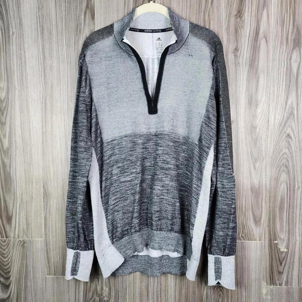 Adidas Colorblock Prime Knit High‎ Neck Two Tone Athletic Quarter Zip Sweater XL